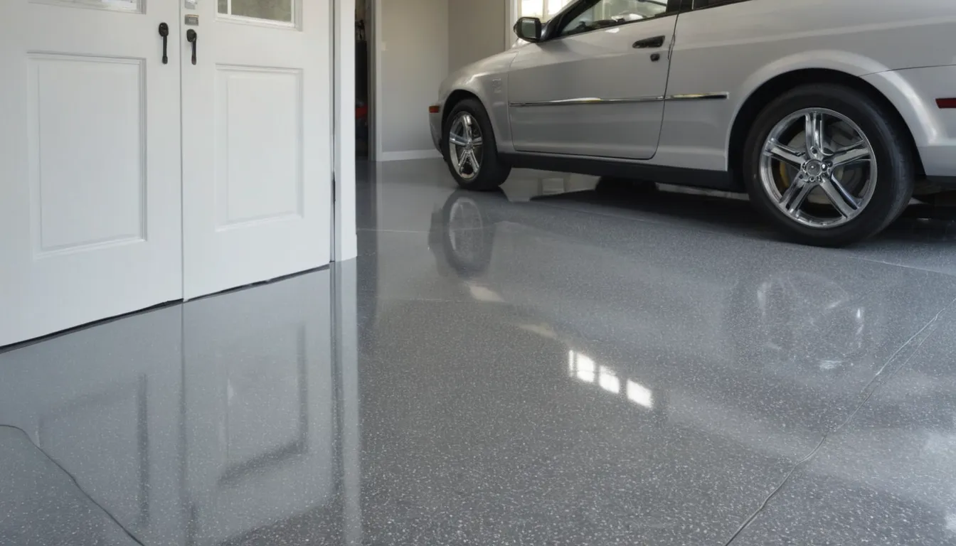 A freshly coated garage floor in a home in New Berlin